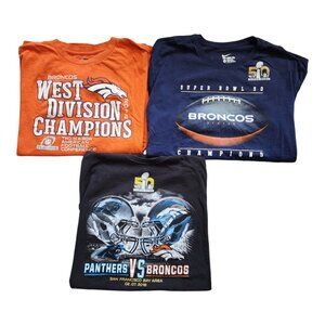 Lot Of 3 Denver Broncos Super Bowl 50 Champions T Shirt + 2 More Size 2XL XXL